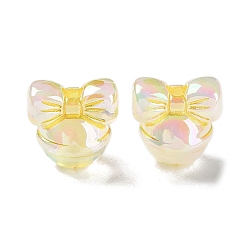 Gold Transparent Acrylic Beads, Bowknot, Gold, 14.5x15x12mm, Hole: 3.5mm