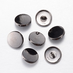 Черный Цвет Металла Кнопки сплава хвостовиком, 1-луночное, плоско-круглые, металлический черный , 20x7 мм, отверстие : 2 мм