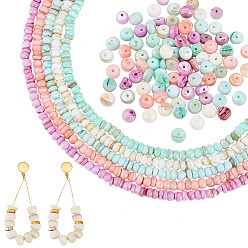 (52) Непрозрачная лаванда 5 нити 5 цвета натуральные культивированные пресноводные ракушки бусины нити, окрашенные, рондель, разноцветные, 6.5~7.5x2~6.5 мм, отверстие : 1 мм, около 85 шт / нитка, 14.88 дюйм (37.8 см), 1 прядь / цвет