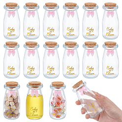 Pink 16Pcs Glass Bottle, with Polyester Bowknot, Pink, 10cm