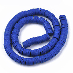 Medium Blue Handmade Polymer Clay Beads Strands, for DIY Jewelry Crafts Supplies, Heishi Beads, Disc/Flat Round, Medium Blue, 8x0.5~1mm, Hole: 2mm, about 350~387pcs/strand, 15.75 inch~16.14 inch(40~41cm)