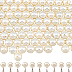 Белый 180Шпильки с заклепками из АБС-пластика с имитацией жемчуга, круглые, с железной фурнитурой, белые, 10 мм