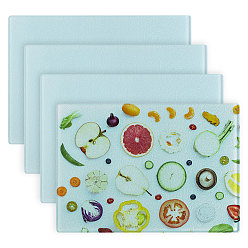 Светло-голубой Разделочная доска из закаленного стекла с термопередачей, прямоугольные, светло-голубой, 280x200x4 мм