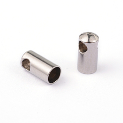 Stainless Steel Color 304 Stainless Steel Cord Ends, Stainless Steel Color, 9.2x4.5mm, Hole: 2mm,  Inner Diameter: 3.9mm