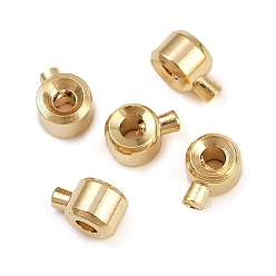 Настоящее золото 24K Зажимные бусины из латуни, без кадмия и без свинца, плоско-круглые, реальный 24 k позолоченный, 4.5x3x2.5 мм, отверстие : 1.2 мм