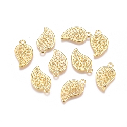 Золотой Сплавочные подвески тибетского стиля, без свинца и без кадмия, лист, золотые, 18x10x1 мм, отверстие : 1.5 мм