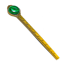 Малахит Закладка линейки из сплава, закладка из малахита кабошон, 120x20 мм