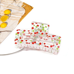 Вишня Пластиковые заколки для волос с прямоугольным принтом и когтями, аксессуары для волос для женщин и девочек, вишня, 45x85x40 мм