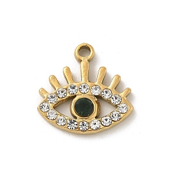 Evil Eye 304 из нержавеющей стали горный хрусталь подвески, злые глаза, 14x14x3 мм, отверстие : 1.6 мм