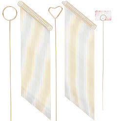 Golden 60Pcs 2 Style Steel Wire Name Card Clip Holder, Table Memo Holder, Heart & Ring, for Weddings Birthday Party Decorations, Golden, 305x19~20x2mm, 30pcs/style