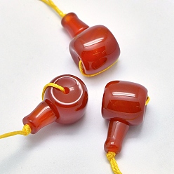 Carnelian Natural Carnelian 3 Hole Guru Beads, T-Drilled Beads, 21~24x10.5~12x11.5~12.5mm, Hole: 1.8mm, 2mm