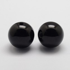 Black Onyx Натуральные окрашенные и нагретые бусины из черного оникса, круглые, 20 мм, отверстие : 3~4 мм
