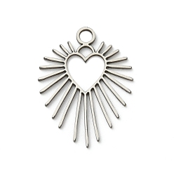 Нержавеющая Сталь Цвет 201 подвески из нержавеющей стали, шарма сердца, цвет нержавеющей стали, 26.5x20.5x1 мм, отверстие : 2.5 мм