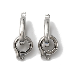 Platinum Rack Plating Brass Fold Over Clasps, Cadmium Free & Lead Free, Long-Lasting Plated, Oval Ring, Platinum, 30mm, Oval Clasp: 20.5x12x3mm, Hole: 1.5mm, Ring Clasp: 14x11.5x3.5mm