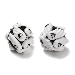 Ghost Бусины из полимерной глины со стразами и смолой на тему Хэллоуина, для самодельных украшений и украшений для ручек, призрак, 17~18x18~20x18~20 мм, отверстие : 2 мм