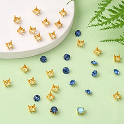 Golden Square Brass Sew on Prong Settings, Rhinestone Claw Settings, Golden, 6x6x0.25mm, Fit for SS28 Diamond Shape Rhinestone, about 2000pcs/bag