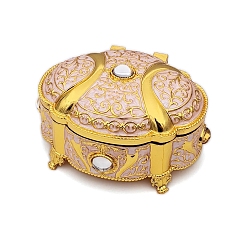 Розовый Ящик для хранения ювелирных изделий из сплава, дорожный портативный футляр для ювелирных изделий, для ожерелья, Кольца, серьги и подвески, туманная роза, 8.5x6.8x5 см