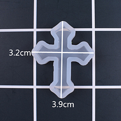 Белый Силиконовые формы, подвесные формы, для уф-смолы, изготовление ювелирных изделий из эпоксидной смолы, крестик, белые, 39x32 мм, внутренний диаметр: 35x27x5 мм