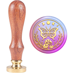 Луна Набор сургучной печати, печать сургучом твердой латунной головки, деревянная ручка ретро латунный штамп комплект съемный, для конвертов приглашений, подарочная карта, фаза луны, 83x22 мм