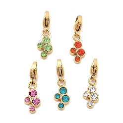 (52) Непрозрачная лаванда 304 подвески из нержавеющей стали со стразами, украшения с застежкой в виде клешни лобстера, ионное покрытие (ip), реальный 14 k позолоченный, разноцветные, 22.5 мм