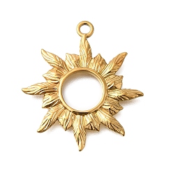 Настоящее золото 18K Вакуумное покрытие pvd 201 подвески из нержавеющей стали, очаровывать солнечным лучом, реальный 18 k позолоченный, 28x24x2 мм, отверстие : 2 мм