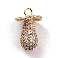 Real 18K Gold Plated Brass Micro Pave Clear Cubic Zirconia Pendants, Long-Lasting Plated, Nipple, Real 18K Gold Plated, 24.5x15.5mm, Hole: 3mm