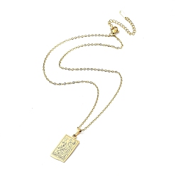 Sagittarius Rectangle with Twelve Constellations Pendant Necklaces, 304 Stainless Steel Cable Chains Necklaces, Golden, Sagittarius, 15.98 inch(40.6cm)