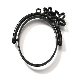 Черный Подвесные подвески из сплава, для diy уф смолы, эпоксидная смола, без кадмия, без никеля и без свинца, овальные с цветком, чёрные, 38x31.5x3.5 мм, отверстие : 1.4 мм