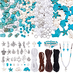 (52) Непрозрачная лаванда Наборы для самостоятельного изготовления браслетов и ожерелий из синтетических бирюзовых бусин, разноцветные, 13.5~14x13.5~14x4.5 мм, отверстие : 1 мм, 2 цветов, 5 шт / цвет, 10 шт