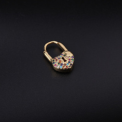 Разноцветный Серьги-кольца из латуни с паве из кубического циркония, сердце, золотые, красочный, 13 мм