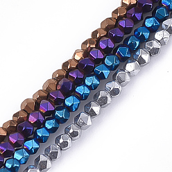 Mixed Color Electroplate Non-magnetic Synthetic Hematite Beads Strands, Star Cut Round Beads, PVD Vacuum Plating, Polygon, Mixed Color, 2x2x2mm, Hole: 0.5mm, about 200~206pcs/strand, 15.7 inch