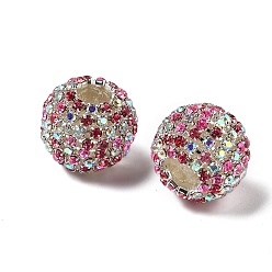 Ярко-Розовый Сверкающие стеклянные стразы круглые бусины, с акрилом внутри, для изготовления бисерных ручек для изготовления бижутерии и брелоков, ярко-розовый, 17.5x16 мм, отверстие : 2.5 мм