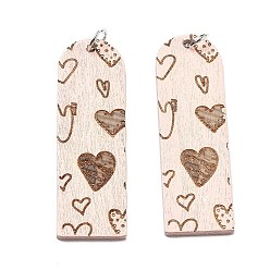 Arch Печатные подвески дерева, с железным кольцом, коллекция ко дню святого валентина, арка, 54x17x2.5 мм, отверстие : 5.5 мм