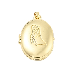 Настоящее золото 18K Подвески латуни медальон, без свинца и без кадмия, долговечный, овал с рисунком ботинка, реальный 18 k позолоченный, 24.5x17.5x7 мм, отверстие : 4x3 мм, внутренний диаметр: 19x13 мм