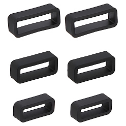 Черный 30шт 3 стили прямоугольник силиконовый фиксатор пряжка держатель ремешки для часов удерживающий обруч замена застежка для часов ремешок, чёрные, 17~21.5x7.5~8.5x5~6 мм, внутренний диаметр: 4~5.5x14~19 мм, 10 шт / стиль