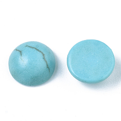Sky Blue Synthetic Turquoise Cabochons, Dyed, Half Round/Dome, Sky Blue, 6x3mm