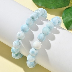 Каламин / гемиморфит Круглые браслеты из натурального гемиморфита с бусинами для мужчин и женщин, 3/8 дюйм (1 см), внутренний диаметр: 2-3/8 дюйм (6 см)