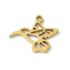 Золотой Ионное покрытие (ip) 304 полированные подвески из нержавеющей стали, очарование птицы, золотые, 16.5x20x1.3 мм, отверстие : 1.6 мм