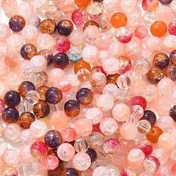 Легкий Лосось Разноцветные стеклянные бусины, круглые, светлый померанцевый, 8~10 мм