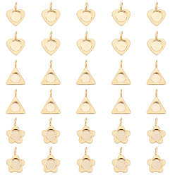 Golden 304 Stainless Steel Pendant Cabochon Settings, Mixed Shapes, Golden, 30pcs/box