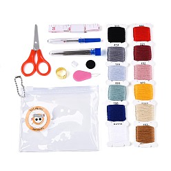 (52) Непрозрачная лаванда Наборы инструментов для шитья своими руками, включая поток, ножницы, правитель, Ручные вспарыватели стальных швов, простой автоматический нитевдеватель, иглы, , пластиковый пакет, разноцветные, 11~125x10~105x2 мм