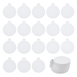 Плоский Круглый Алюминиевые подвески с теплопередачей, пустые теги, серебряные, плоско-круглые, 36.5x31x1 мм, отверстие : 3.5 мм