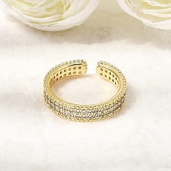 Настоящее золото 18K Латунные кольца-манжеты с микропаве из прозрачных кубических цирконий, без кадмия и без свинца, долговечный, стойки покрытие, реальный 18 k позолоченный, размер США 7 1/4 (17.5 мм)