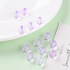 Lilac Transparent Acrylic Beads, Round, Lilac, 10x9mm, Hole: 2mm, about 940pcs/500g