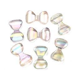 Mixed Color UV Plating Rainbow Iridescent Transparent Acrylic Beads, Bowknot, Mixed Color, 23.5x39x8mm, Hole: 3.2mm