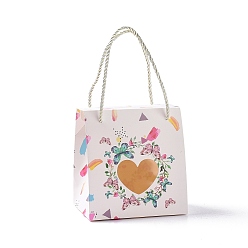 Бабочка Прямоугольные бумажные подарочные коробки с ручкой-веревкой, прозрачная оконная коробка в виде сердца для подарочной упаковки, бабочки, 9x11.5x11.5 см