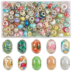 (52) Непрозрачная лаванда 120 шт. 9 стили европейские рондель-бусины из смолы, бусины с большим отверстием, разноцветные, 14x7.5~9 мм, отверстие : 5 мм