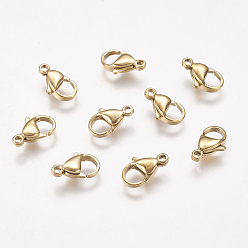 Золотой Ионное покрытие (ip) 304 застежки-клешни из нержавеющей стали, застежки на спусковой крючок, золотые, 12x7x3.5 мм