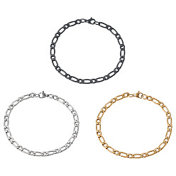 Mixed Color 3Pcs 3 Colors 304 Stainless Steel Mother-Son Chain Bracelets, Mixed Color, 7-7/8 inch(20cm), 1pc/color