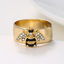 Золотой Кольца из цинкового сплава и страз, Пчелы, золотые, размер США 9 (18.9 мм)